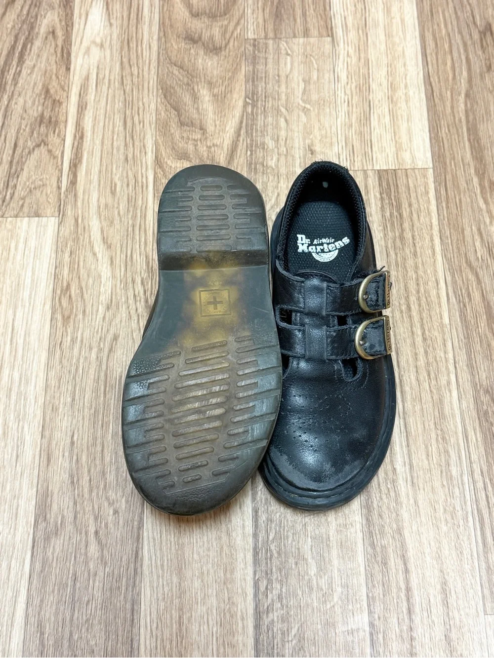 Dr. Martens 8065 Junior Black Leather T-Bar Mary Jane Shoes Size 12 US Kids